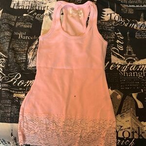 Garage Pink Lace Trim Tank Top